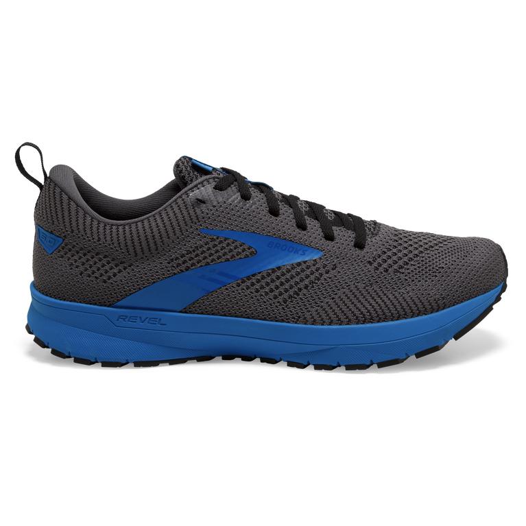 Brooks Revel 5 Performance Men's Road Running Shoes - Black/Grey/Blue (96107-HOXB)